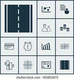 Set Of 12 Universal Editable Icons. Can Be Used For Web, Mobile And App Design. Includes Icons Such As Graphical Grid, Line Grid, Time Management And More.