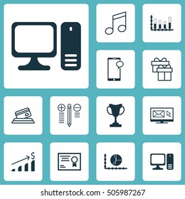 Set Of 12 Universal Editable Icons. Can Be Used For Web, Mobile And App Design. Includes Icons Such As Crotchets, Tournament, Circle Graph And More.