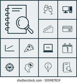 Set Of 12 Universal Editable Icons. Can Be Used For Web, Mobile And App Design. Includes Icons Such As Digital Media, Focus Group, Agenda And More.