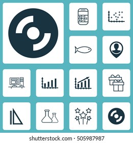Set Of 12 Universal Editable Icons. Can Be Used For Web, Mobile And App Design. Includes Icons Such As Measurement, Plot Diagram, Computer And More.