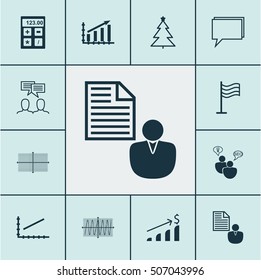 Set Of 12 Universal Editable Icons. Can Be Used For Web, Mobile And App Design. Includes Icons Such As Square Diagram, Financial, Cosinus Diagram And More.