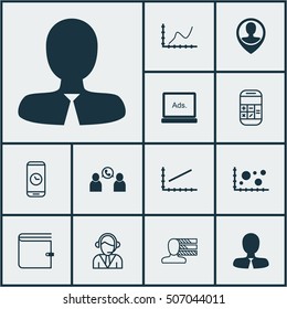Set Of 12 Universal Editable Icons. Can Be Used For Web, Mobile And App Design. Includes Icons Such As Wallet, Line Graph, Calculation And More.