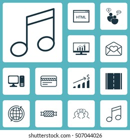 Set Of 12 Universal Editable Icons. Can Be Used For Web, Mobile And App Design. Includes Icons Such As Photo Camera, SEO Brainstorm, Desktop Computer And More.