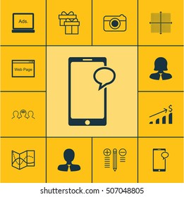 Set Of 12 Universal Editable Icons. Can Be Used For Web, Mobile And App Design. Includes Icons Such As Manager, Graphical Grid, Digital Media And More.
