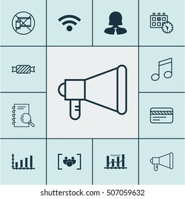 Set Of 12 Universal Editable Icons. Can Be Used For Web, Mobile And App Design. Includes Icons Such As Crotchets, Business Woman, Forbidden Mobile And More.