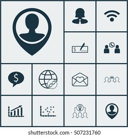 Set Of 12 Universal Editable Icons. Can Be Used For Web, Mobile And App Design. Includes Icons Such As Phone Conference, Connectivity, Collaborative Solution And More.