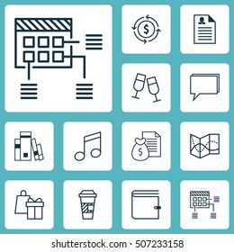 Set Of 12 Universal Editable Icons. Can Be Used For Web, Mobile And App Design. Includes Icons Such As Crotchets, Female Application, Conference And More.