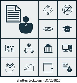 Set Of 12 Universal Editable Icons. Can Be Used For Web, Mobile And App Design. Includes Icons Such As Brain Process, Forbidden Mobile, Desktop Computer And More.