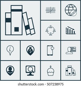 Set Of 12 Universal Editable Icons. Can Be Used For Web, Mobile And App Design. Includes Icons Such As Fail Graph, Money Navigation, Laptop And More.