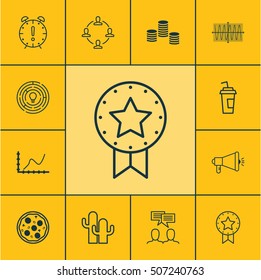 Set Of 12 Universal Editable Icons. Can Be Used For Web, Mobile And App Design. Includes Icons Such As Drink Cup, Collaboration, Discussion And More.
