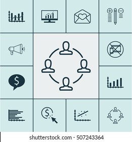 Set Of 12 Universal Editable Icons. Can Be Used For Web, Mobile And App Design. Includes Icons Such As PPC, Raise Diagram, Forbidden Mobile And More.