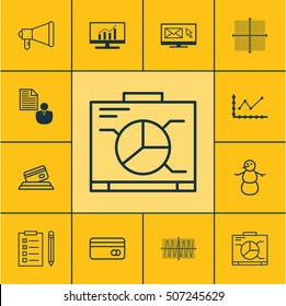 Set Of 12 Universal Editable Icons. Can Be Used For Web, Mobile And App Design. Includes Icons Such As Announcement, Graphical Grid, Changes Graph And More.