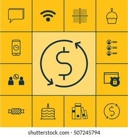 Set Of 12 Universal Editable Icons. Can Be Used For Web, Mobile And App Design. Includes Icons Such As Money Trasnfer, Phone Conference, Call Duration And More.