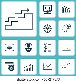 Set Of 12 Universal Editable Icons. Can Be Used For Web, Mobile And App Design. Includes Icons Such As Focus Group, Plastic Card, Successful Investment And More.