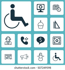Set Of 12 Universal Editable Icons. Can Be Used For Web, Mobile And App Design. Includes Icons Such As Computer, Accessibility, Cellular Data And More.
