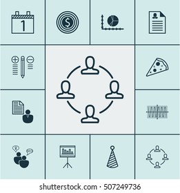 Set Of 12 Universal Editable Icons. Can Be Used For Web, Mobile And App Design. Includes Icons Such As Sinus Graph, Female Application, Collaboration And More.