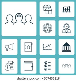 Set Of 12 Universal Editable Icons. Can Be Used For Web, Mobile And App Design. Includes Icons Such As Operator, Analytics, Job Applicants And More.