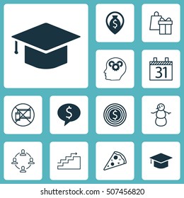 Set Of 12 Universal Editable Icons. Can Be Used For Web, Mobile And App Design. Includes Icons Such As Business Deal, Collaboration, Money Navigation And More.