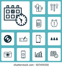Set Of 12 Universal Editable Icons. Can Be Used For Web, Mobile And App Design. Includes Icons Such As Decision Making, Calculation, Call Duration And More.