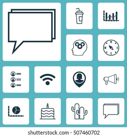 Set Of 12 Universal Editable Icons. Can Be Used For Web, Mobile And App Design. Includes Icons Such As Pin Employee, Media Campaign, Drink Cup And More.