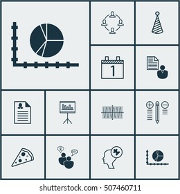Set Of 12 Universal Editable Icons. Can Be Used For Web, Mobile And App Design. Includes Icons Such As Agenda, Sinus Graph, Female Application And More.
