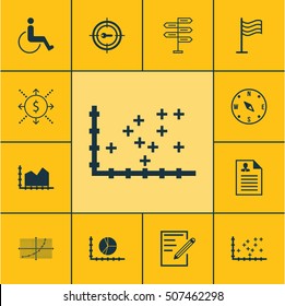 Set Of 12 Universal Editable Icons. Can Be Used For Web, Mobile And App Design. Includes Icons Such As Paper, Pin, Curriculum Vitae And More.