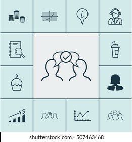 Set Of 12 Universal Editable Icons. Can Be Used For Web, Mobile And App Design. Includes Icons Such As Operator, Cooperation, Changes Graph And More.