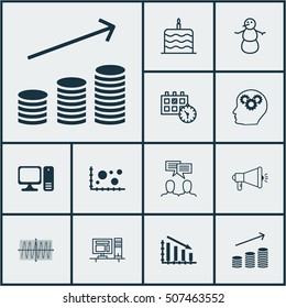 Set Of 12 Universal Editable Icons. Can Be Used For Web, Mobile And App Design. Isolated big investment icon. Includes Icons Such As Comparison, Desktop Computer, Cosinus Diagram And More.