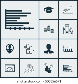 Set Of 12 Universal Editable Icons. Can Be Used For Web, Mobile And App Design. Includes Icons Such As Segmented Bar Graph, Loading Speed, Growth And More.