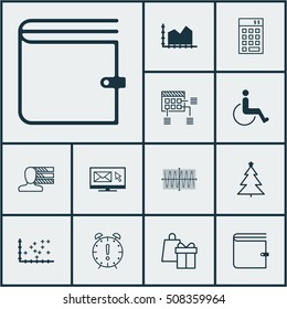 Set Of 12 Universal Editable Icons. Can Be Used For Web, Mobile And App Design. Includes Icons Such As Accessibility, Plot Diagram, Schedule And More.