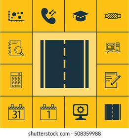 Set Of 12 Universal Editable Icons. Can Be Used For Web, Mobile And App Design. Includes Icons Such As Graduation, PC, Sweet And More.
