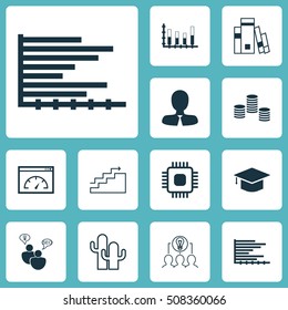 Set Of 12 Universal Editable Icons. Can Be Used For Web, Mobile And App Design. Includes Icons Such As Manager, Library, Graduation And More.