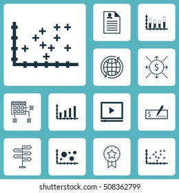 Set Of 12 Universal Editable Icons. Can Be Used For Web, Mobile And App Design. Includes Icons Such As Dynamics, Bank Payment, Plot Diagram And More.