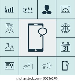 Set Of 12 Universal Editable Icons. Can Be Used For Web, Mobile And App Design. Includes Icons Such As Date, Discussion, Stock Market And More