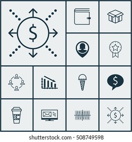 Set Of 12 Universal Editable Icons. Can Be Used For Web, Mobile And App Design. Includes Icons Such As Wallet, Collaboration, Pin Employee And More.