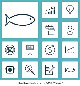 Set Of 12 Universal Editable Icons. Can Be Used For Web, Mobile And App Design. Includes Icons Such As Successful Investment, Paper, PPC And More.