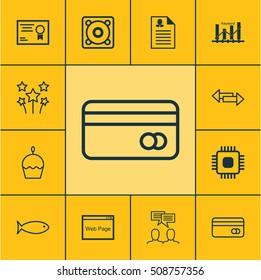 Set Of 12 Universal Editable Icons. Can Be Used For Web, Mobile And App Design. Includes Icons Such As Chip, Festive Fireworks, Certificate And More.