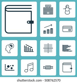 Set Of 12 Universal Editable Icons. Can Be Used For Web, Mobile And App Design. Includes Icons Such As Wallet, Bars Chart, Human Mind And More.