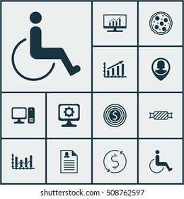Set Of 12 Universal Editable Icons. Can Be Used For Web, Mobile And App Design. Includes Icons Such As Money Trasnfer, Business Goal, Pin Employee And More.