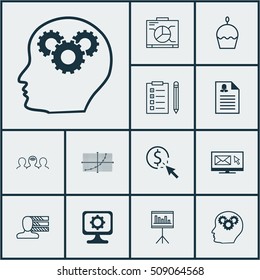 Set Of 12 Universal Editable Icons. Can Be Used For Web, Mobile And App Design. Includes Icons Such As Board, Personal Skills, Presentation And More.