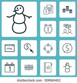 Set Of 12 Universal Editable Icons. Can Be Used For Web, Mobile And App Design. Includes Icons Such As Winter, Agenda, Warranty And More.