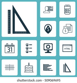 Set Of 12 Universal Editable Icons. Can Be Used For Web, Mobile And App Design. Includes Icons Such As Report, Celebration Cake, Money Navigation And More.