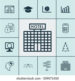Set Of 12 Universal Editable Icons. Can Be Used For Web, Mobile And App Design. Includes Icons Such As Graduation, Profit Graph, Human Mind And More.