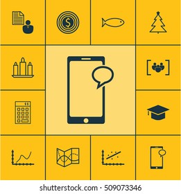 Set Of 12 Universal Editable Icons. Can Be Used For Web, Mobile And App Design. Includes Icons Such As Graduation, Business Goal, Questionnaire And More.