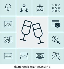 Set Of 12 Universal Editable Icons. Can Be Used For Web, Mobile And App Design. Includes Icons Such As Loading Speed, Road Map, Newsletter And More.