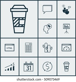 Set Of 12 Universal Editable Icons. Can Be Used For Web, Mobile And App Design. Includes Icons Such As Human Mind, Investment, Loading Speed And More.