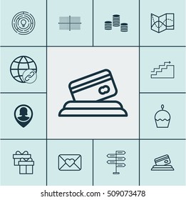 Set Of 12 Universal Editable Icons. Can Be Used For Web, Mobile And App Design. Includes Icons Such As Pin Employee, Square Diagram, Road Map And More.