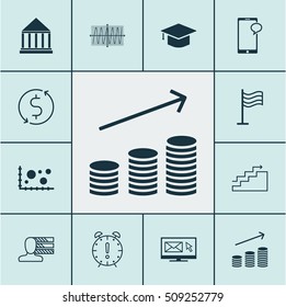 Set Of 12 Universal Editable Icons. Can Be Used For Web, Mobile And App Design. Includes Icons Such As Graduation, Messaging, Education Center And More.
