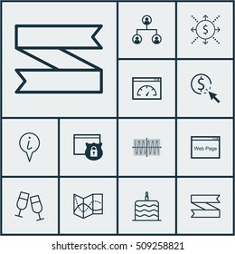 Set Of 12 Universal Editable Icons. Can Be Used For Web, Mobile And App Design. Includes Icons Such As Website, Money, PPC And More.