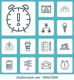Set Of 12 Universal Editable Icons. Can Be Used For Web, Mobile And App Design. Includes Icons Such As Greeting Email, Collaborative Solution, Takeaway Coffee And More.